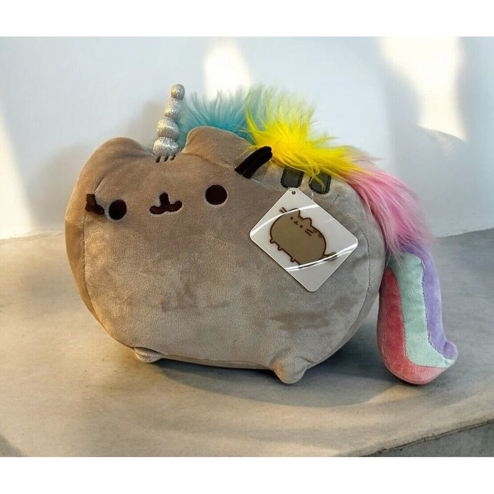 GUND Pusheenicorn Pusheen Unicorn Gray 11" Plush Rainbow Hair Stuffed Toy w/Tags